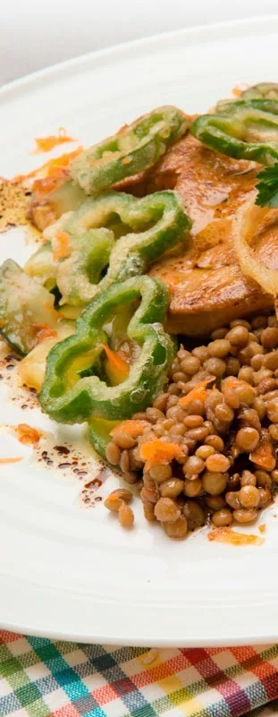 ENSALADA DE LENTEJAS, CALABACÍN Y FOIE