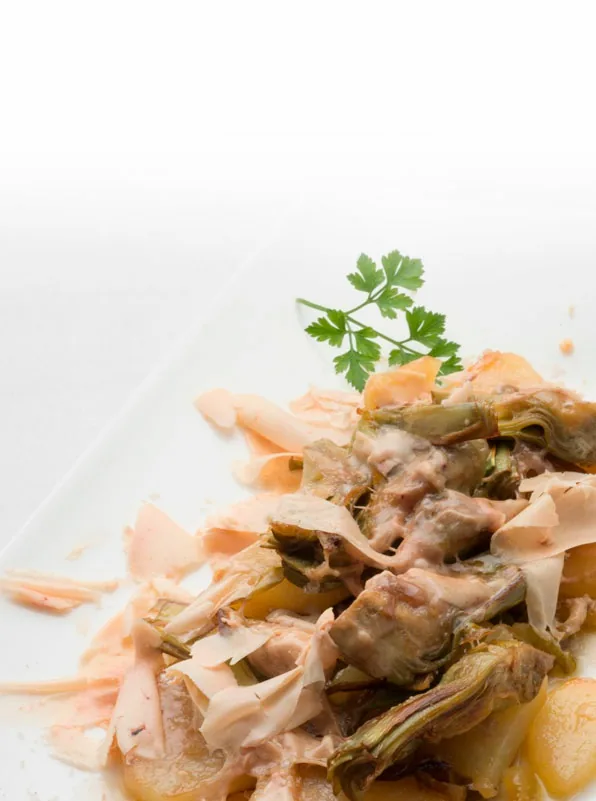 ALCACHOFAS, PATATAS Y FOIE