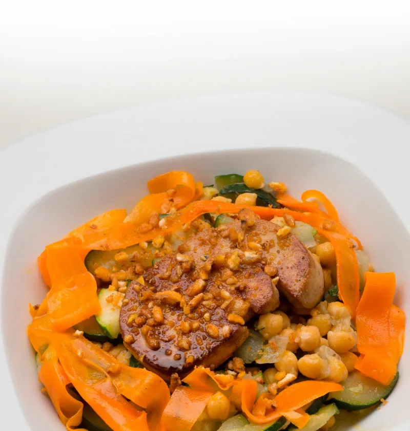 GARBANZOS CON CALABACÍN Y FOIE