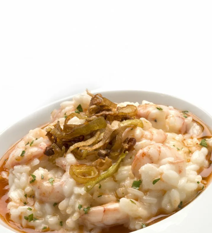 RISOTTO DE PUERROS Y GAMBAS