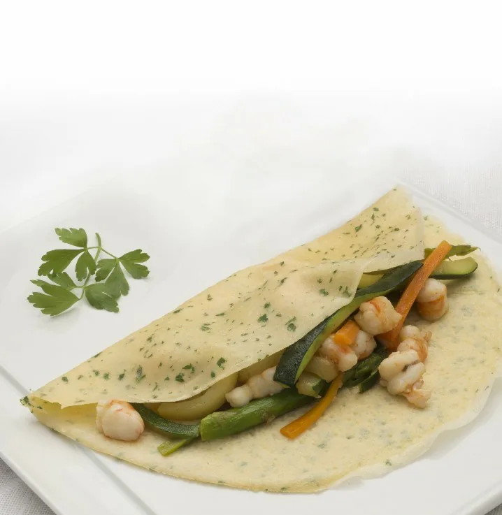 CREPES DE VERDURAS Y LANGOSTINOS