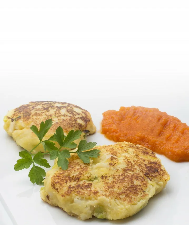 HAMBURGUESAS DE BACALAO CON MERMELADA DE CALABAZA